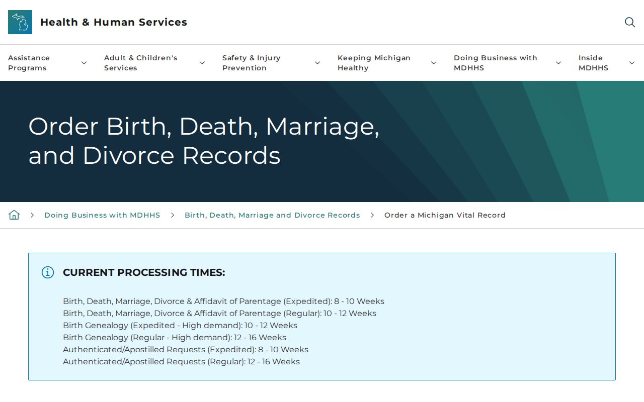 Plainfield Township residents directory Michigan vital record order options